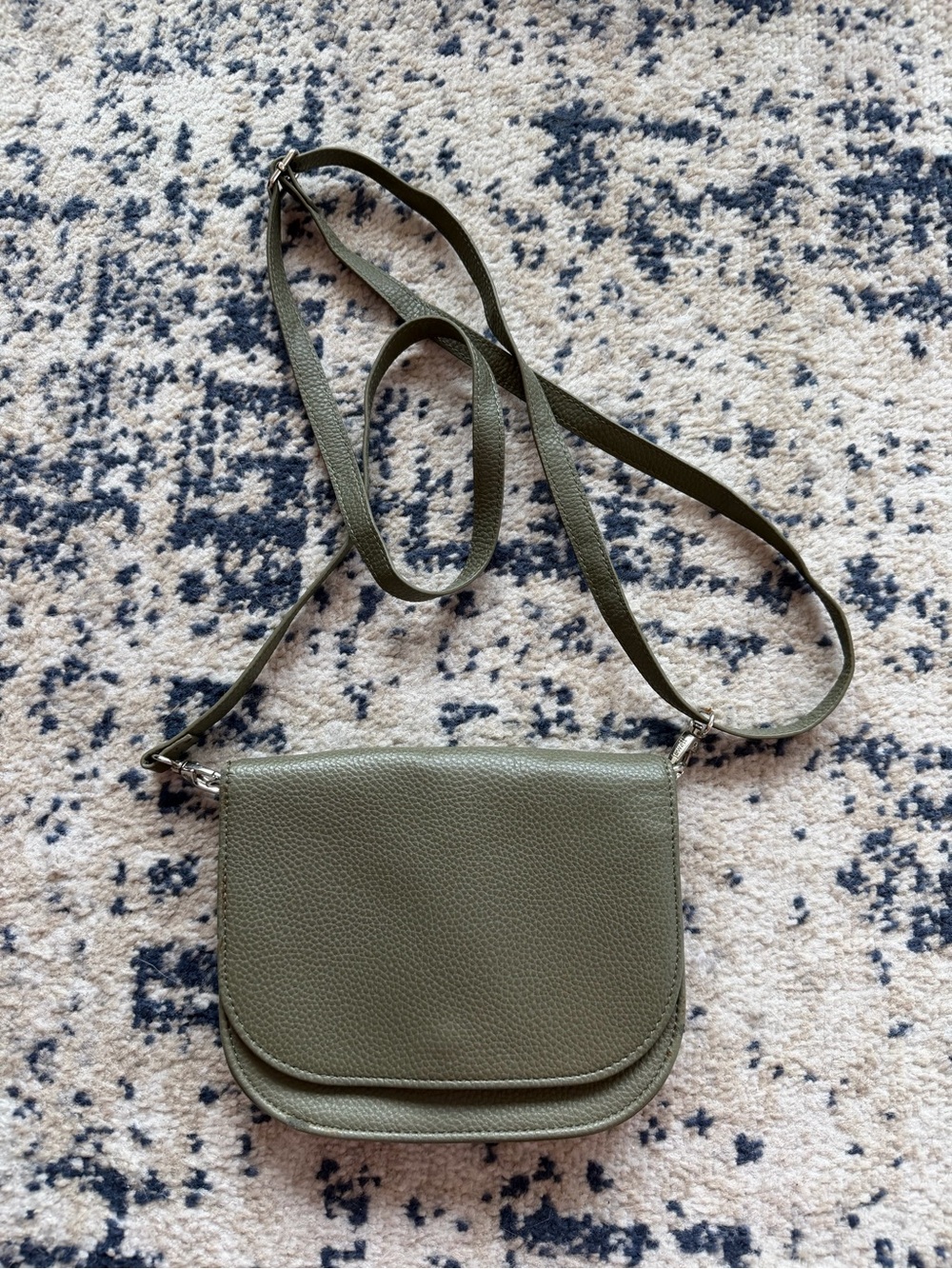 thirty-one Olive Green Pebbled Crossbody Saddle Bag